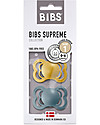 BIBS Ciuccio Supreme - Tettarella Simmetrica in Gomma Naturale - Senape e Petrolio - Senza PBA, PVC e Flatati Ciucci