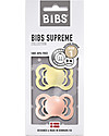 BIBS Ciuccio Supreme - Tettarella Simmetrica in Gomma Naturale - Sunshine e Peach Sunset - Senza PBA, PVC e Flatati Ciucci