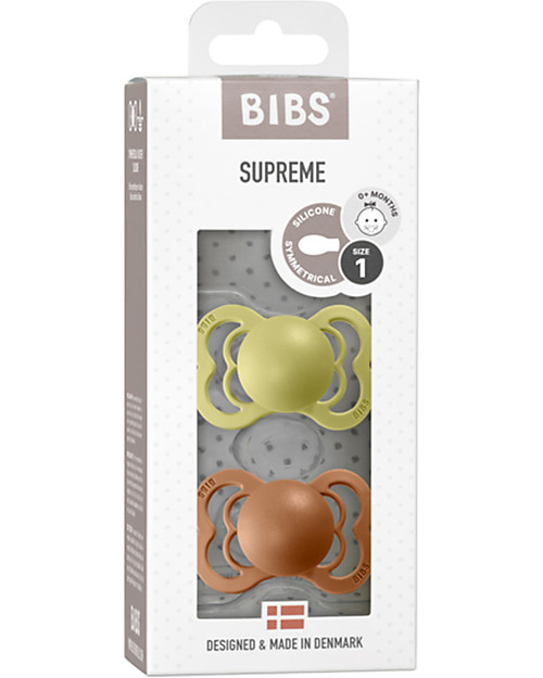 BIBS Ciuccio Supreme - Tettarella Simmetrica in Silicone - Meadow  e Earth - Senza PBA, PVC e Flatati Ciucci