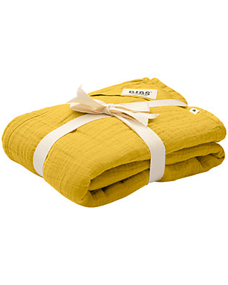 BIBS Copertina in Mussola 100% Cotone GOTS - Mostarda - 120x120cm Swaddle di Mussola