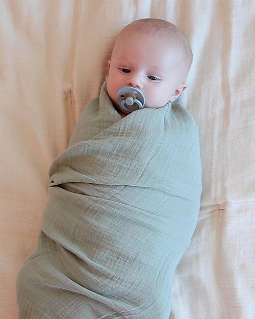 BIBS Copertina in Mussola 100% Cotone GOTS - Salvia - 120x120cm Swaddle di Mussola