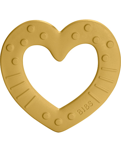 BIBS Massaggiagengive Baby Bitie - Cuore Giallo Mostarda- Made in Denmark – Senza BPA, PVC e Ftalati Massaggiagengive