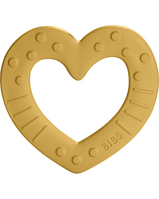 Bibs Massaggiagengive Baby Bitie - Cuore Giallo Mostarda- Made in Denmark – Senza BPA, PVC e Ftalati Massaggiagengive