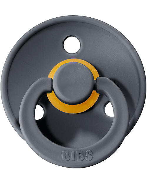 BIBS Pacco Risparmio di 6 Colour Ciucci - Grigio Scuro - Tettarella in Gomma Naturale - Made in Denmark - con Mascherina Rotonda e Tettarella - Senza BPA, PVC e Ftalati Ciucci