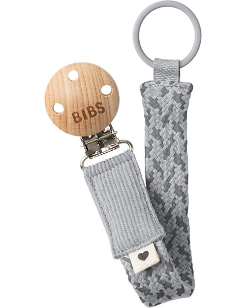BIBS Reggiciuccio Universale Paci Clip - Grigio Chiaro e Iron - 100% Cotone Biologico GOTS! Catenelle Portaciuccio