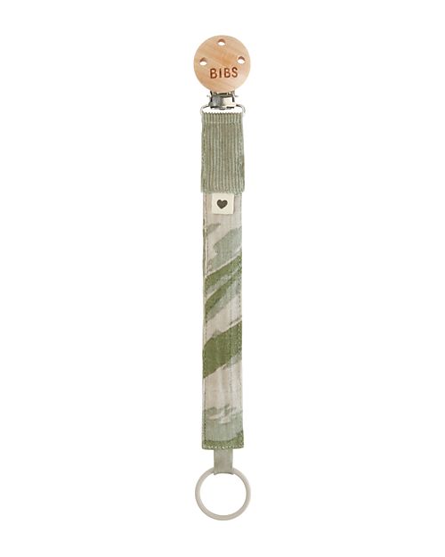BIBS Reggiciuccio Universale Paci Clip - Verde Camo - 100% Cotone Biologico GOTS! Catenelle Portaciuccio