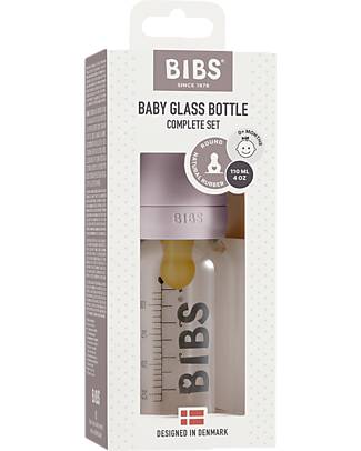 BIBS Set Completo Biberon in Vetro Dusky Lilac - 110ml Riciclabile e Lavabile in Lavastoviglie! - Nuovo Design Biberon_