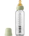 BIBS Set Completo Biberon in Vetro -Verde Salvia - 225ml Riciclabile e Lavabile in Lavastoviglie! - Nuovo Design Biberon_