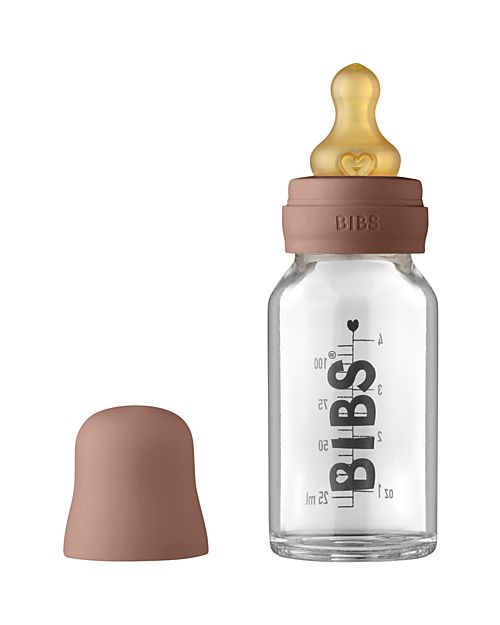 BIBS Set Completo Biberon in Vetro - Woodchuck - 110ml Riciclabile e Lavabile in Lavastoviglie! - Nuovo Design Biberon_