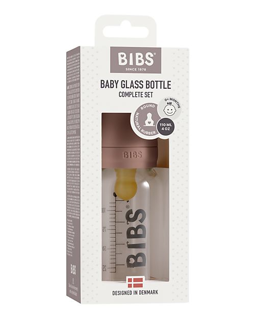 BIBS Set Completo Biberon in Vetro - Woodchuck - 110ml Riciclabile e Lavabile in Lavastoviglie! - Nuovo Design Biberon_