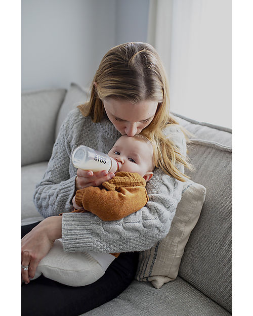 BIBS Set Completo Biberonin Vetro - Rosa Cipria - 110ml Riciclabile e Lavabile in Lavastoviglie! - Nuovo Design Biberon_