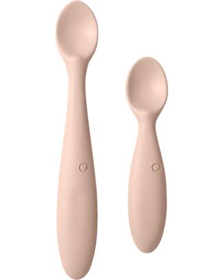 BIBS Set Cucchiai - Rosa Cipria - Cucchiaio Piccolo + Grande Posate