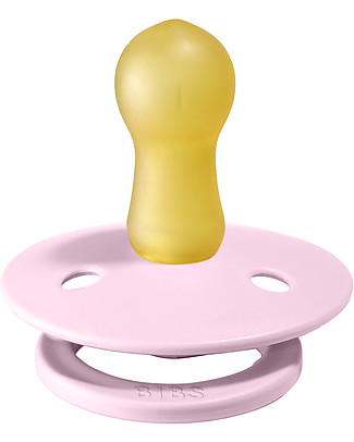 Bibs Set di 2 Ciucci Bibs Colour - Baby Pink - Tettarella in Gomma Naturale - Made in Denmark - con Mascherina Rotonda e Leggera - Senza BPA, PVC e Ftalati Ciucci