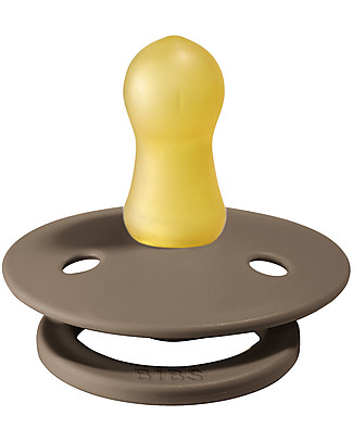 Bibs Set di 2 Ciucci Bibs Colour - Legno di Rovere - Tettarella in Gomma Naturale - Made in Denmark - con Mascherina Rotonda e Leggera - Senza BPA, PVC e Ftalati Ciucci