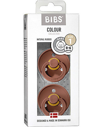 Bibs Set di 2 Ciucci Bibs Colour -Mattone - Tettarella in Gomma Naturale - Made in Denmark - con Mascherina Rotonda e Leggera - Senza BPA, PVC e Ftalati Ciucci
