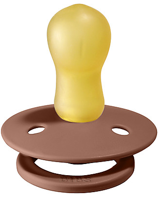 Bibs Set di 2 Ciucci Bibs Colour -Mattone - Tettarella in Gomma Naturale - Made in Denmark - con Mascherina Rotonda e Leggera - Senza BPA, PVC e Ftalati Ciucci