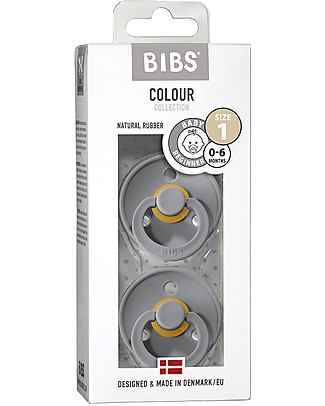 Bibs Set di 2 Ciucci Bibs Colour - Nuvola - Tettarella in Gomma Naturale - Made in Denmark - con Mascherina Rotonda e Leggera - Senza BPA, PVC e Ftalati Ciucci