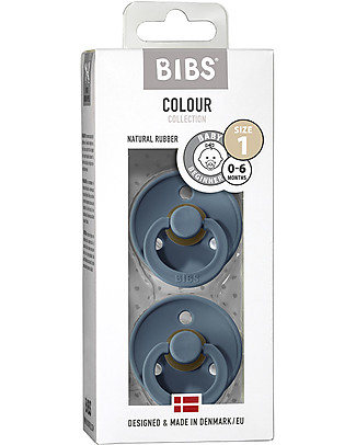 Bibs Set di 2 Ciucci Bibs Colour -Petrolio - Tettarella in Gomma Naturale - Made in Denmark - con Mascherina Rotonda e Leggera - Senza BPA, PVC e Ftalati Ciucci
