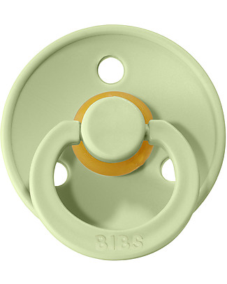Bibs Set di 2 Ciucci Bibs Colour - Sabbia/Pistacchio - Tettarella in Gomma Naturale - Made in Denmark - con Mascherina Rotonda e Leggera - Senza BPA, PVC e Ftalati Ciucci
