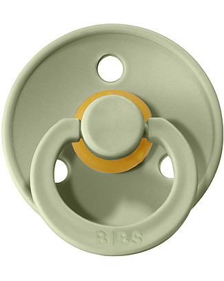 Bibs Set di 2 Ciucci Bibs Colour -Salvia - Tettarella in Gomma Naturale - Made in Denmark - con Mascherina Rotonda e Leggera - Senza BPA, PVC e Ftalati Ciucci