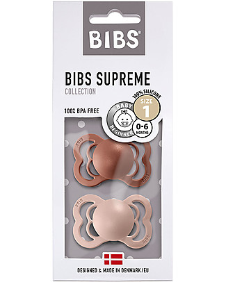 Bibs Set di 2 Ciucci Bibs Supreme - Rosso Mattone/Rosa Cipria - Silicone - Privo di BPA PVC e Ftalati - Made in Denmark Ciucci