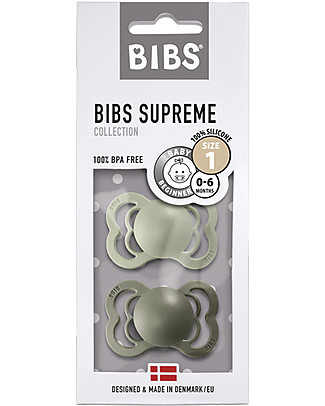 Bibs Set di 2 Ciucci Bibs Supreme - Salvia/Verde - Silicone - Privo di BPA PVC e Ftalati - Made in Denmark Ciucci