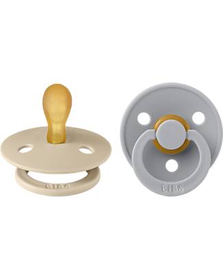 BIBS Set di 2 Ciucci Colour - Vaniglia/Cloud - Tettarella in Gomma Naturale - con Mascherina Rotonda e Leggera - Senza BPA, PVC e Ftalati Ciucci