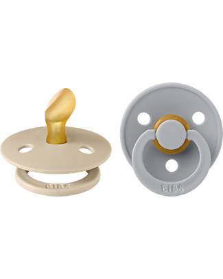 BIBS Set di 2 Ciucci Colour - Vaniglia/Cloud - Tettarella in Gomma Naturale - Lattex Anatomical - con Mascherina Rotonda e Leggera - Senza BPA, PVC e Ftalati Ciucci