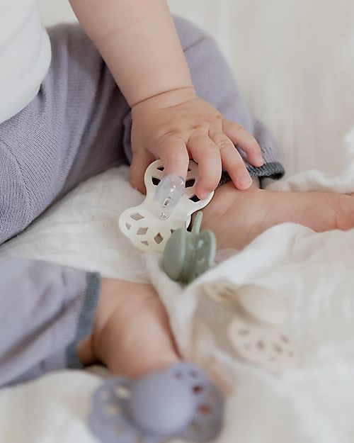 BIBS Set di 2 Ciucci Infinity - Tettarella Anatomica in Silicone - Avorio/Salvia - Senza PBA e PVC! Ciucci