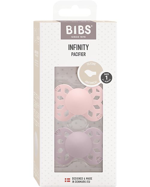 BIBS Set di 2 Ciucci Infinity - Tettarella Anatomica in Silicone - Blossom/Dusky Lilac - Senza PBA e PVC! Ciucci