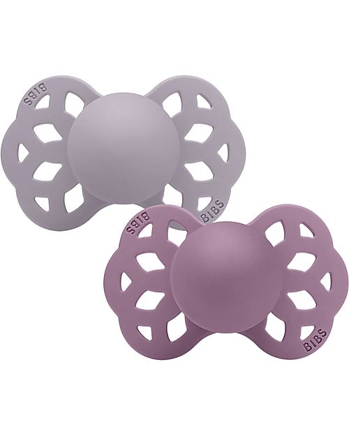 BIBS Set di 2 Ciucci Infinity - Tettarella Anatomica in Silicone - Fossil Grey/Mauve - Senza PBA e PVC! Ciucci