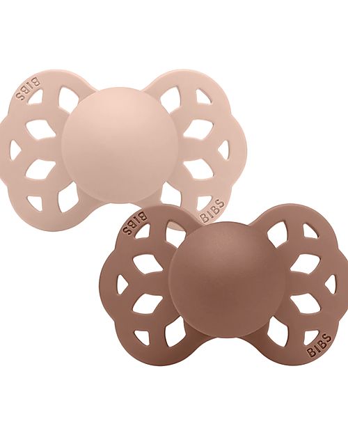 BIBS Set di 2 Ciucci Infinity - Tettarella Anatomica in Silicone - Rosa Cipria/Woodchuck - Senza PBA e PVC! Ciucci