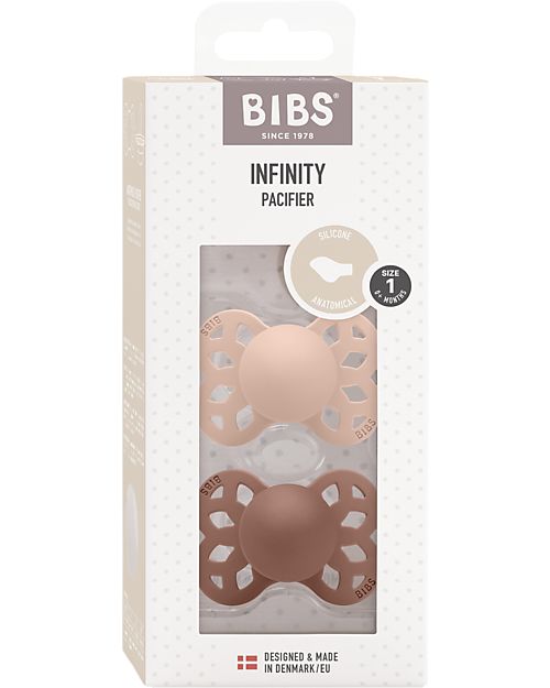 BIBS Set di 2 Ciucci Infinity - Tettarella Anatomica in Silicone - Rosa Cipria/Woodchuck - Senza PBA e PVC! Ciucci