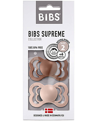 Bibs Set di 2 Ciucci Supreme - Rosso Mattone & Rosa Cipria - Gomma Naturale - Privo di BPA PVC e Ftalati - Made in Denmark Ciucci