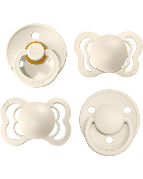 BIBS Set di 4 Ciucci Collezione Try-It - Avorio - Privo di BPA PVC e Ftalati - Made in Denmark Ciucci