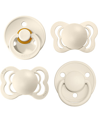 Bibs Set di 4 Ciucci Collezione Try-It - Avorio - Privo di BPA PVC e Ftalati - Made in Denmark Ciucci