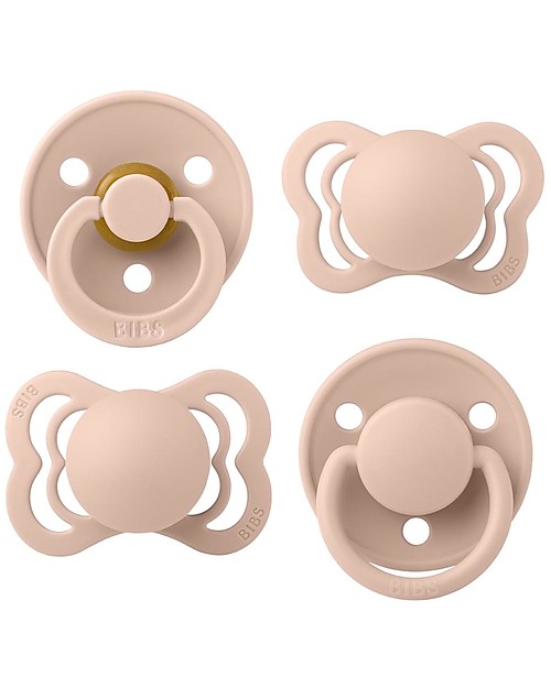 BIBS Set di 4 Ciucci Collezione Try-It - Rosa Cipria - Privo di BPA PVC e Ftalati Ciucci