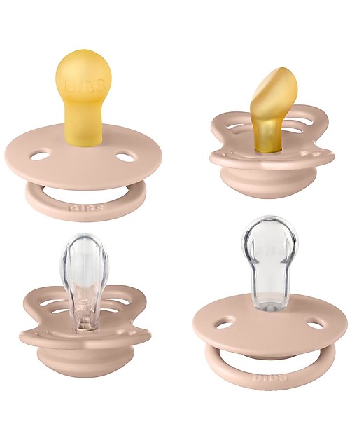 BIBS Set di 4 Ciucci Collezione Try-It - Rosa Cipria - Privo di BPA PVC e Ftalati Ciucci