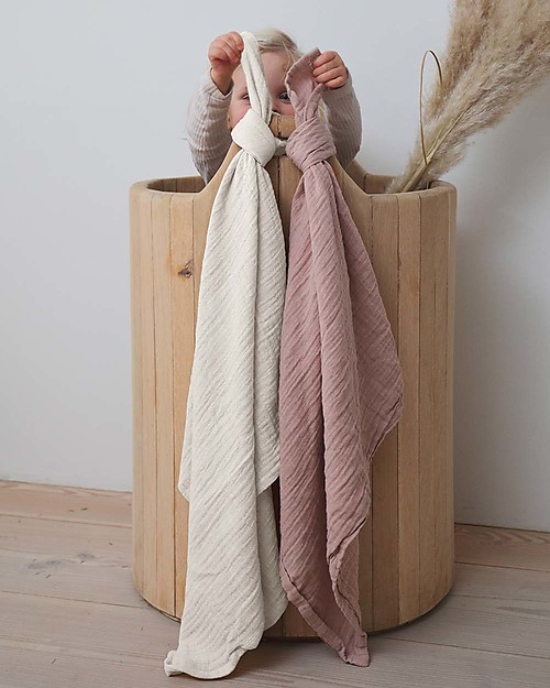 BIBS Telo in Mussola 100% Cotone GOTS - Avorio - 70x70cm - in Confezione da 2 Swaddle di Mussola