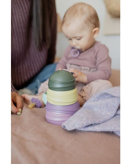 BIBS Torre Impilabile - Bright Rainbow -100% Materiale Alimentare Giochi per Inventare Storie