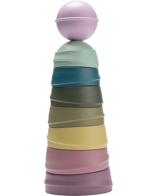 BIBS Torre Impilabile - Bright Rainbow -100% Materiale Alimentare Giochi per Inventare Storie