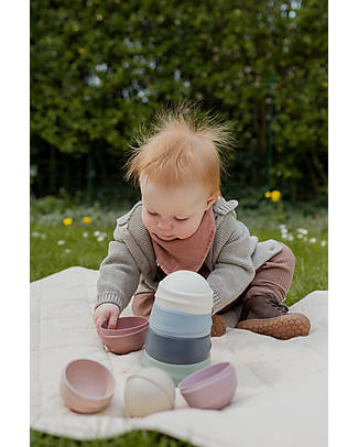 BIBS Torre Impilabile - Pastel Rainbow - 100% Materiale Alimentare Giochi per Inventare Storie