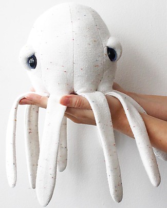 BigStuffed Pupazzo Polpo Mini - Albino - 30 cm - Made in France Peluche