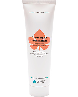 Biofficina Toscana Crema Capelli Ristrutturanti al Pomodoro e Carota Bio Toscani - 200 ml - Senza risciacquo! Cura dei Capelli