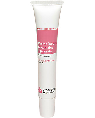 Biofficina Toscana Crema Labbra Riparatrice Agrumata, 15 ml - Aroma Frizzante Viso