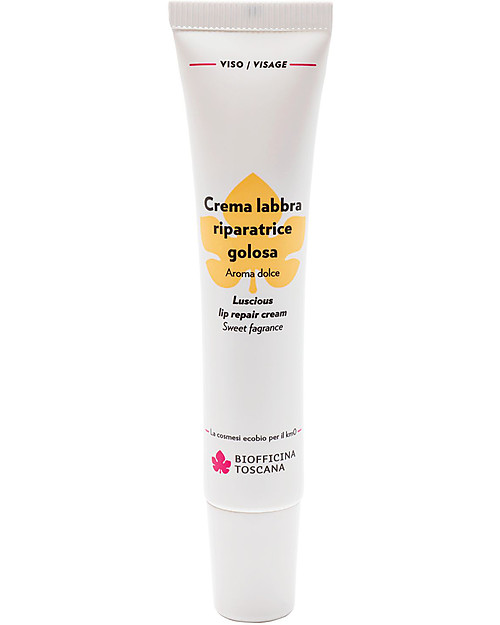 Biofficina Toscana Crema Labbra Riparatrice Golosa, 15 ml - Aroma Dolce Goloso Creme Viso