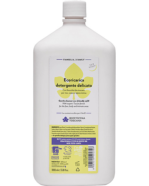 Biofficina Toscana Ecoricarica Detergente Delicato - 1000 ml - Con Finocchio bio Toscano Creme e Olii