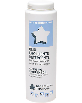 Biofficina Toscana Olio Emolliente Detergente Bimbi, 100 ml - Bio, per un dolce massaggio Creme ed Olii Baby