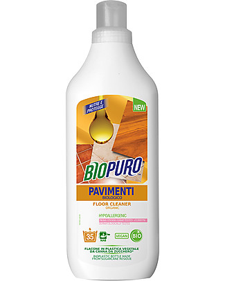 Biopuro Detergente Igienizzante per Pavimenti - 1000 ml - Oli di Lino e Noce Detergenza Casa