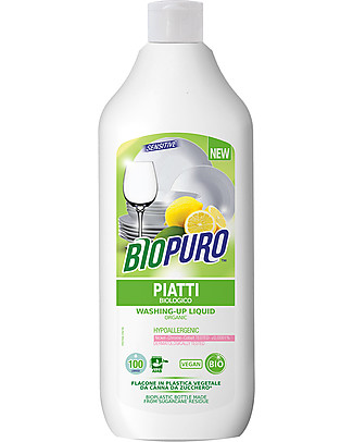 Biopuro Detersivo Piatti - 500 ml - Fresco e Fruttato Detergenza Casa